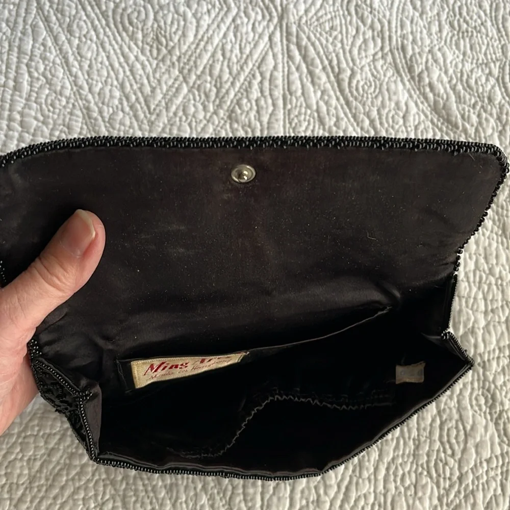 Vintage beaded clutch purse black
